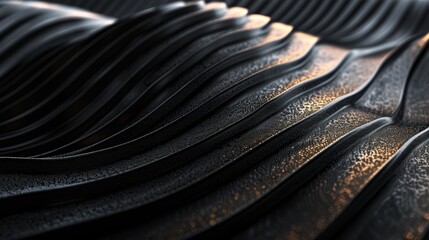 Poster - Abstract textured black and gold background with 3D patterns