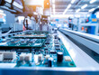 © Moon Story - Modern electronics manufacturing facility showcasing advanced machinery and circuit boards. image captures intricate details of production process, highlighting technology and precision