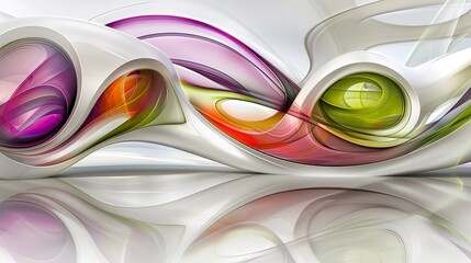 Aufkleber - Abstract 3D rendering of colorful flowing shapes with reflective surfaces. Futuristic and modern design with a playful and vibrant aesthetic.