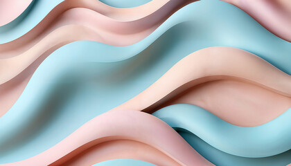 Sticker - smooth matte pastel pink, blue and peach colour wavy background