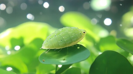 Poster - Green Insect on a Leaf - A Close-Up Macro Photography