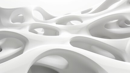 Aufkleber - Abstract white organic texture background. 3D geometric shape with holes and curves.