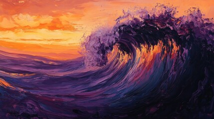 Canvas Print - Vivid Sunset Ocean Wave