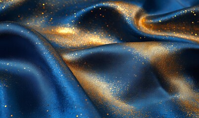 Poster - A blue and gold fabric with a shiny texture