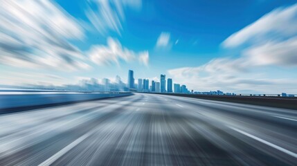 A Blurred Cityscape With A Long Straight Road