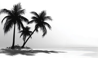 Wall Mural - Black and white palm trees on a sandy beach