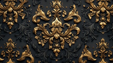 Poster - Luxurious Baroque Pattern Wallpaper