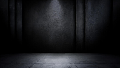Poster - abstract background black room dark concrete wall and floor