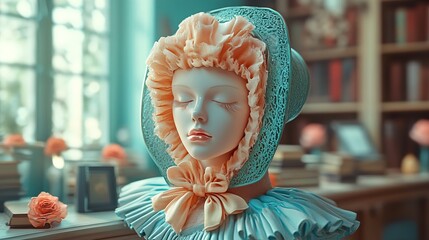 Sticker - Vintage Portrait of a Woman in a Bonnet