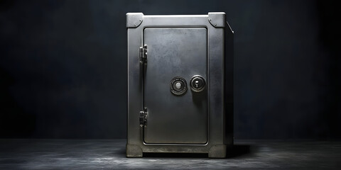 Poster - steel bank safe against dark backdrop, security, protection, deposit, lock, secure, vault, safety, m