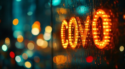 Poster - Neon Bokeh Night Scene