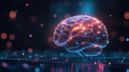 Poster - Futuristic Brain with Glowing Network Connections