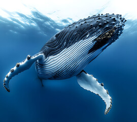 Poster - Oceanic Giant: Humpback Whale in the Deep Blue