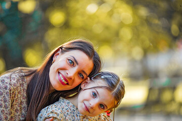 Wall Mural - portrait with a mother and her child 