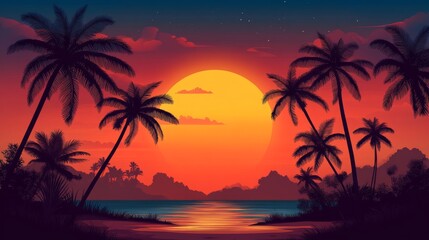 Poster - Tropical Sunset Paradise