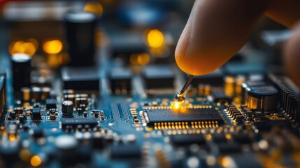 Sticker - Close-up of Circuit Board with Hand