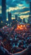 © Nawarit - Outdoor concert with lively crowds, dynamic and musical, Urban, Bright hues, Photograph, Live performance