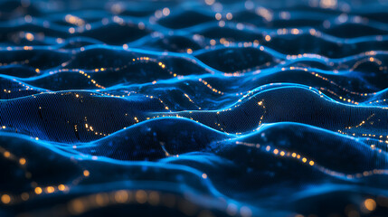 Poster - blue grid with glowing lines on a dark background