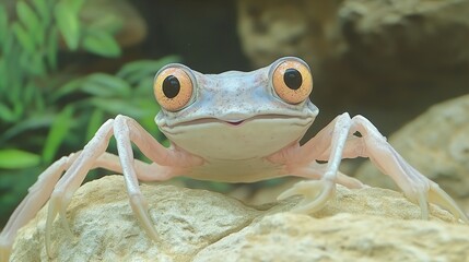 Canvas Print - Close-Up Portrait of a Frog with Bright Eyes