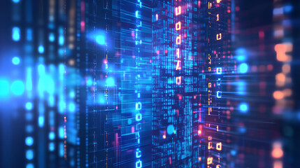 Fototapete - Abstract digital data background. Can be used in the description of network abilities, technological processes, digital storages, science, education, etc