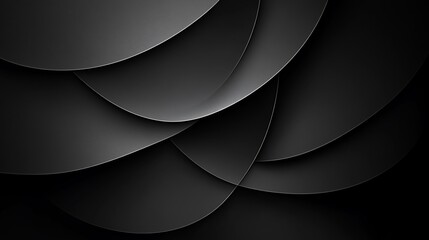 Wall Mural - Abstract black and white geometric pattern with overlapping circles creating a layered effect.