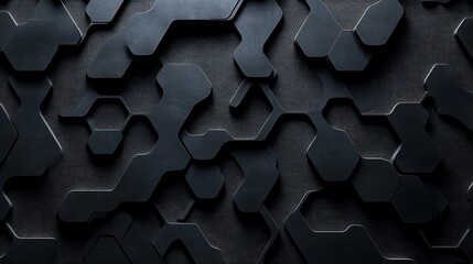 Wall Mural - Abstract dark geometric background with hexagonal and rounded shapes in a repeating pattern.