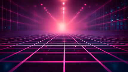 Wall Mural - minimalist synthwave grid background for youtube thumbnail