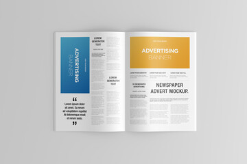 Newspaper Advertising Magazine Brochure Mockup 3D Rendering