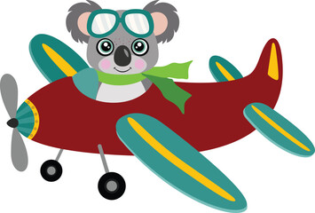 Sticker - Funny aviator koala with plane