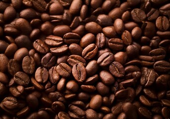 Poster - A close-up of roasted coffee beans, showcasing their rich brown color and intricate details.