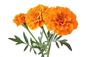 orange chrysanthemum marigold flower isolated on white