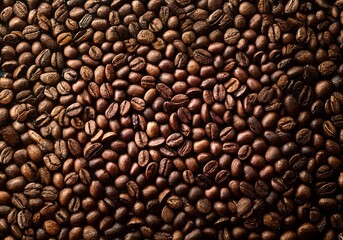 Poster - A close-up view of roasted coffee beans, showcasing their rich brown color and natural texture.