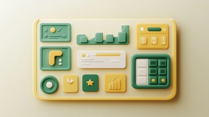 A collection of colorful, abstract UI elements designed for digital interfaces.