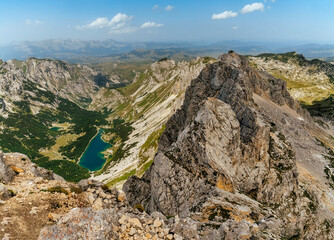 wide angle view of high mountain lakes
