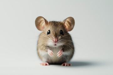 Wall Mural - Tiny Mouse with Big Ears
Front View of a Mouse in a Sitting Position