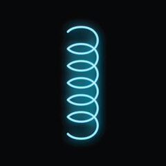 Poster - blue neon sign representing a spring, glowing on a black background