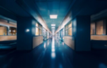Aufkleber - Blurry hospital hallway with bokeh lights in the background.
