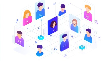 Fototapete - A group of people are connected to each other in a network