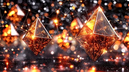 Poster - Futuristic Geometric Shapes with Sparkling Lights