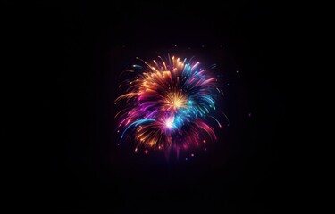Poster - Colorful fireworks burst against a black background.