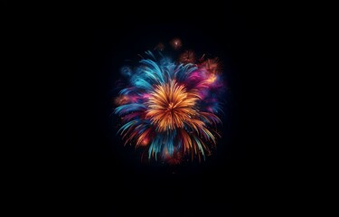 Poster - Colorful fireworks burst against a dark sky.