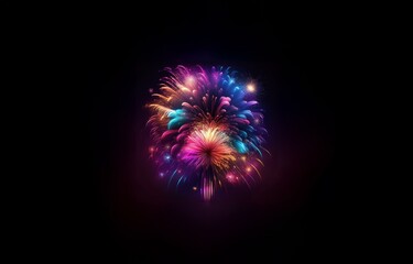 Poster - A burst of colorful fireworks illuminates the night sky.