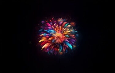Aufkleber - Colorful fireworks explode in a vibrant burst against a dark night sky.