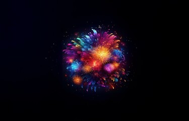 Poster - A burst of colorful fireworks against a black background.