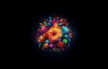 Poster - Colorful fireworks explode against a dark sky.