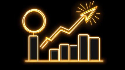 Poster - Neon Growth Chart with Arrow and Circle Design