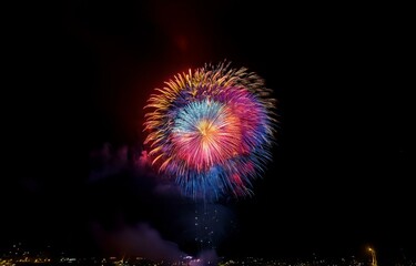 Poster - A colorful firework display explodes in the night sky.