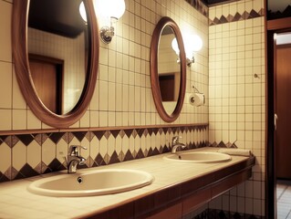 Poster - Bathroom with dual sinks and mirrors