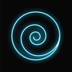 Poster - Blue neon spiral is glowing on a black background