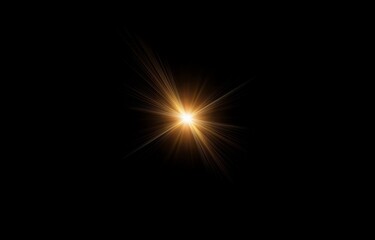 Leinwandbilder - A bright, golden light emanates from the center of the image, radiating outwards and forming a starburst pattern against a black background.
